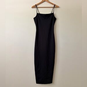 Good American Black Maxi Slip Dress with Spaghetti Straps